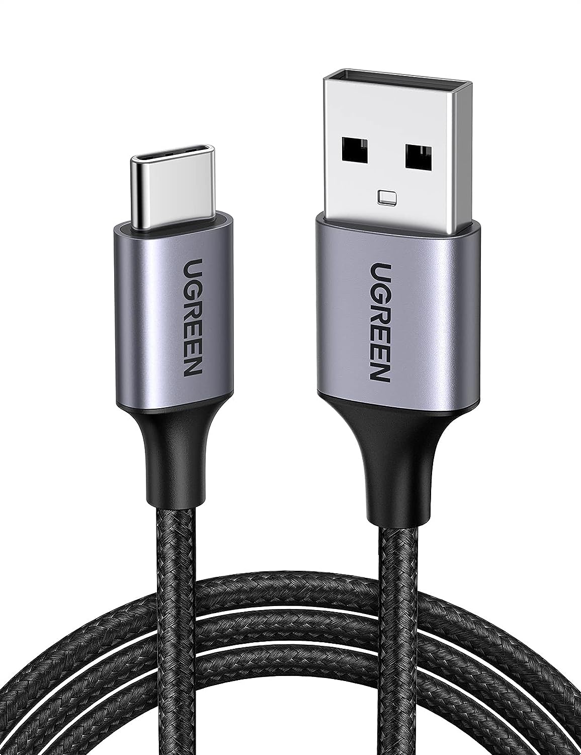 Ugreen Usb-A 2.0 To Usb-C Cable Nickel Plating Aluminum Braid For Charging Adapter Black 1mm